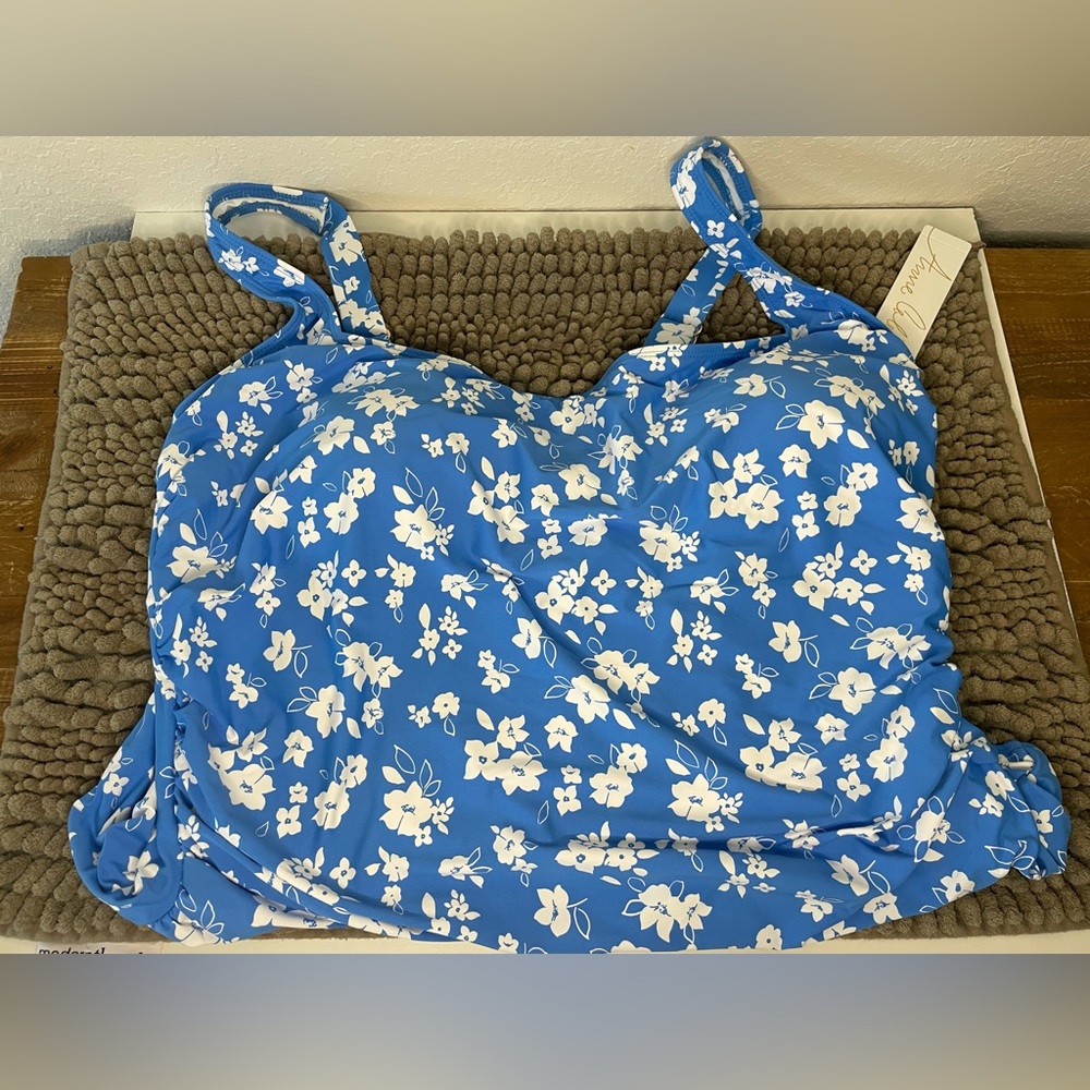 Anne Cole Square Neck Front Shirred One Piece NWT Size 22W - Picture 10 of 13
